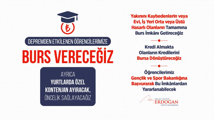 Depremzede öğrencilere burs verilecek!