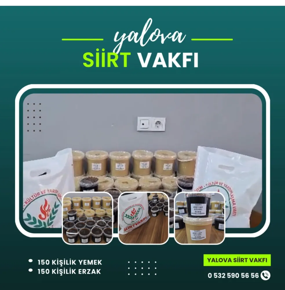 Siirt Vakfı Yalova Şubesi’nden 150 Kişilik Yemek ve 150 Aileye Erzak Desteği