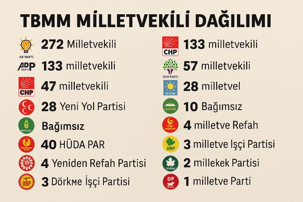 18 Mayıs 2025 İtibarıyla Türkiye Genelinde Siyasi Dağılım