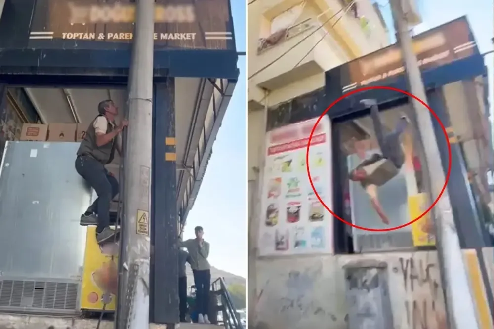 Elektrik direğinde akıma kapılan usta beton zemine çakıldı