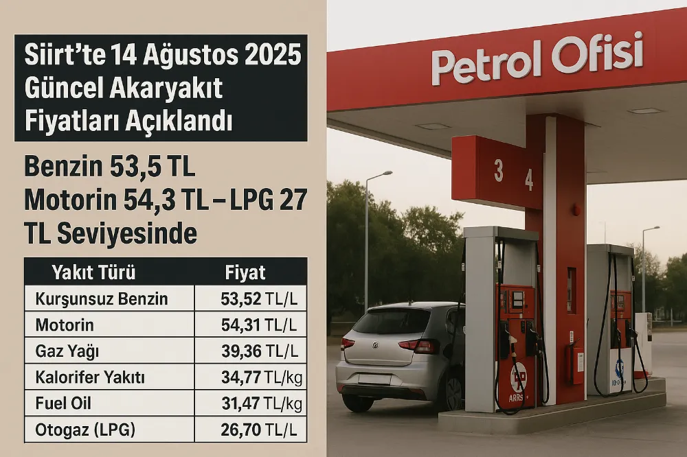 Siirt’te 14 Ağustos 2025 Güncel Akaryakıt Fiyatları Açıklandı