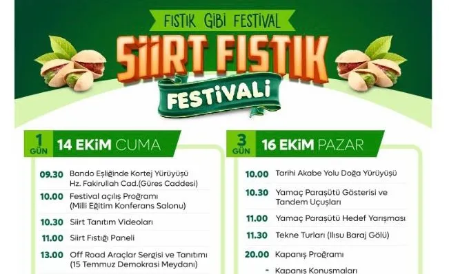Siirt’te Fıstık Festivali Coşkusu Başlıyor